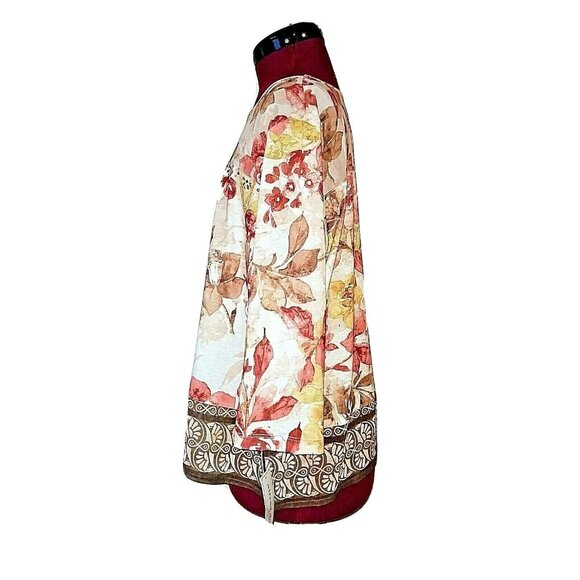 Alfred Dunner Top Multicolor Women Side Split Size Petite XL Embellished - Picture 3 of 5